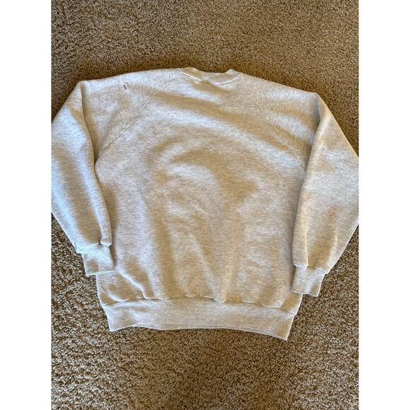 Vintage Nature Deer USA Made Jerzees XL Heather Gray Raglan Crewneck - Picture 4 of 8